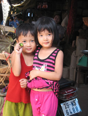 Children at the market in Nha Trang.