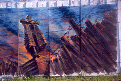 A mural at Perm 36 conveys the bleak nature of life in the gulag. 