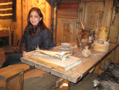 My wife, Ging, at the Lofotr Viking Museum near Stramsund, Norway.