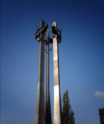 Momument to shipyard workers killed in Gdansk by government troops during unrest in the 1970s.