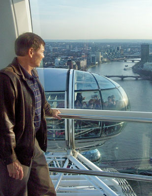 Randy surveying the city from the pinnacle of the London Eye.