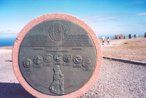  The plaque for the Children of the Earth monument at North Cape on Magerøya Island, Norway