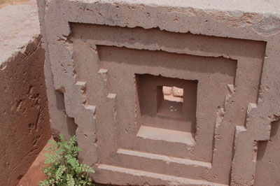 Carved stonework at Tiwanaku.