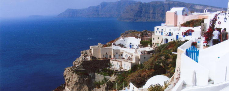 The village of Oia on Santorini.