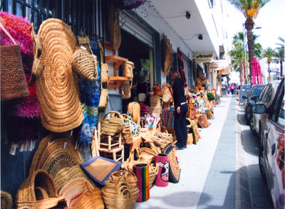 Main-street shopping in Nijar, Spain.