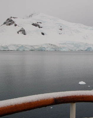 The height of ship railings will be affected by new federal regulations. Photo by Debi Shank, aboard MV Discovery in Antarctica