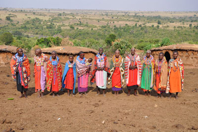 The women of a Maasai village gathered together to sing for us.