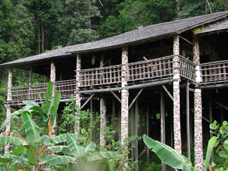 A Melanau tall house at the Sarawak Cultural Village. 
