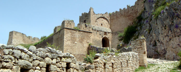 Acrocorinth, the acropolis of the ancient city of Corinth.