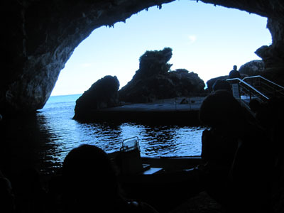 Looking out to sea from the entrance to Grotte del Bue Marino.