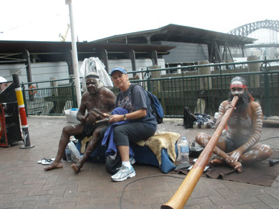 Sharon VanDewark listening to didgeridoo music — Sydney.