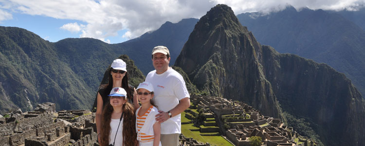 The Goldfischer family at Machu Picchu.