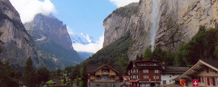 The Lauterbrunnen Valley as seen from Hotel Staubbach.