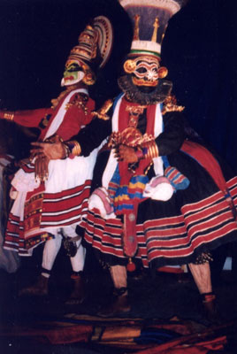 Kathakali dancers, good versus evil, at the Kochi Cultural Center. 