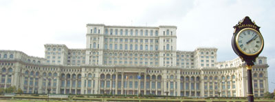 The huge, Communist-era Romanian Parliament in Bucharest.