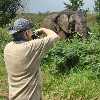 Sometimes you don’t need a telephoto lens! George Anderson snaps a photo at a small game reserve east of Cape Town where the animals are so acclimated to people that visitors can get up close.