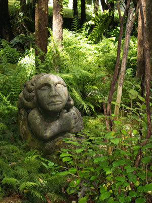 Stone carving of Hine-Ahu-One, from the Maori legend of creation.