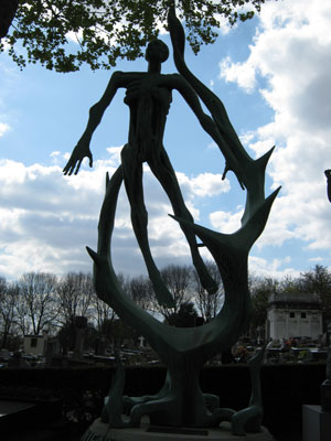 Monument to victims of the Holocaust in Pere Lachaise cemetery.