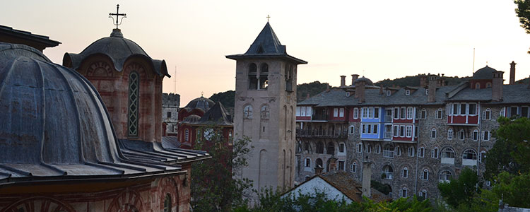 View of Vatopediou Monastery.