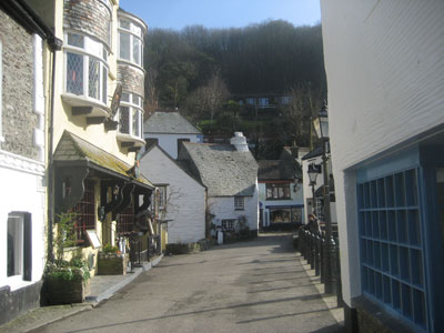 Street in Polperro, Cornwall, England.