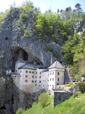 Predjama Castle incorporates a cave mouth into its rock construction — Slovenia.