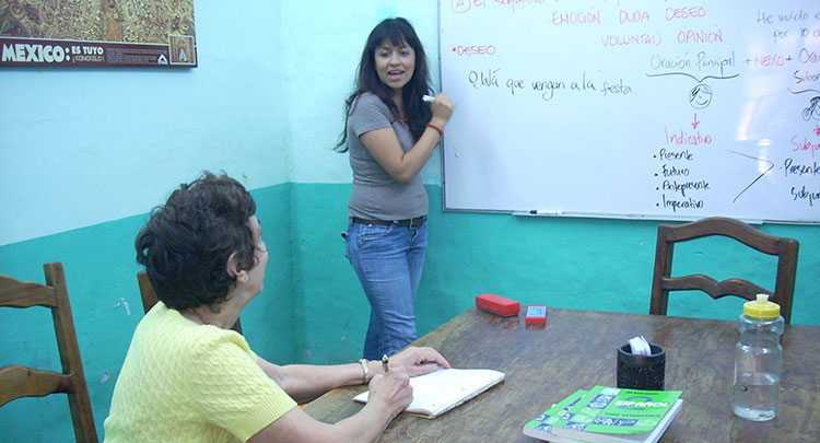Rita Bocher as the student with her very competent grammar teacher.
