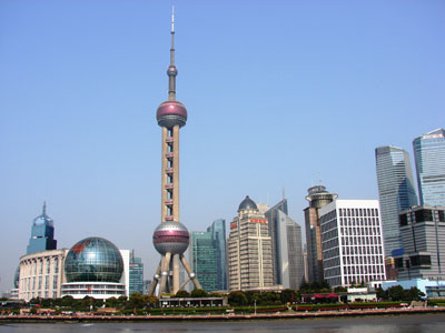 The skyline of the Pudong district, Shanghai