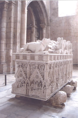 Gothic tomb of Pedro in the Monastery Church of Alcobaça. Photo: Skurdenis