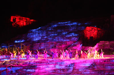 The colors were incredible, changing with each scene — Tianmen Mountain Valley Theatre.