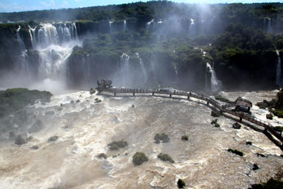 A series of walkways provides up-close views of Iguassu Falls.