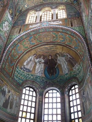 The vibrantly colored mosaics of San Vitale, in Ravenna, display incredible detail.