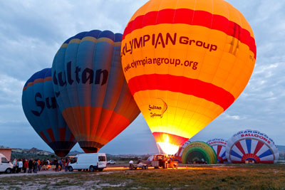 Hot-air balloons in Cappadocia.