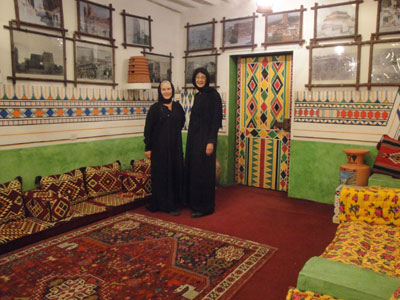 Patti and Doris in the Al Hamsan traditional village museum. Photo by Khaled Al Took