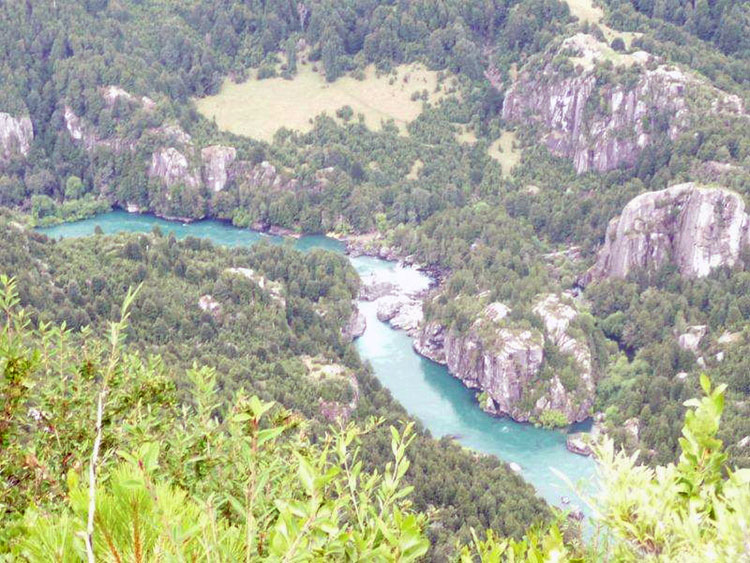 View of the Futaleufú from the Tree House Camp Canyon Overlook.