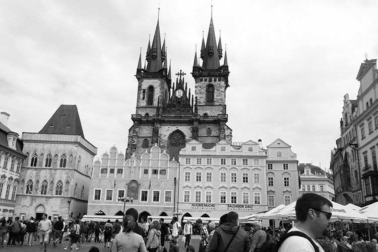 Prague’s Old Town Square features beautifully restored buildings.