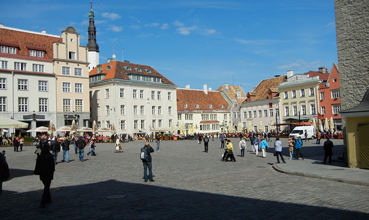 Old Town Square in Tallinn, Estonia, is one of Europe’s best-preserved medieval squares.