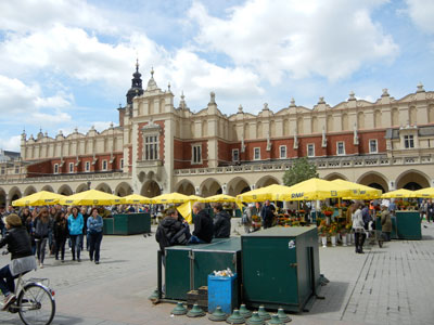 Cloth Hall market in the Old Town Square of Kraków.