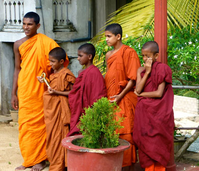 Young monks at a Buddhist monastery.