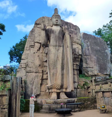  The 39-foot-tall Avukana Buddha, located in northern Sri Lanka, was hewn from rock in the fifth century.