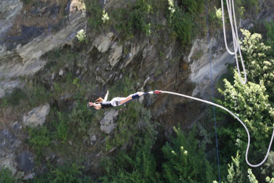 A daring bungee jumper we observed along the way.