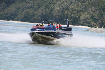 This jet boat was coming to pick up a few of us who were left on a sandbar in the river.