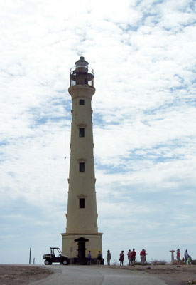 The California Lighthouse stands vigil on the northwest tip of Aruba.