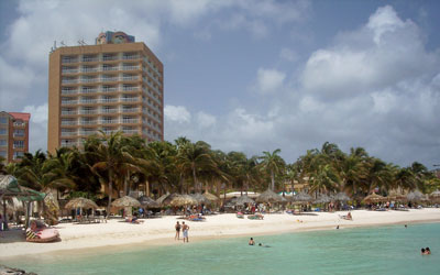 The inviting beachfront at the Divi Aruba Phoenix Beach Resort on Aruba. 