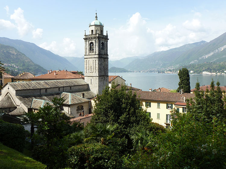 View of beautiful Lago di Como from the gardens around Villa Serbelloni in Bellagio.