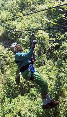 Kathy Hagman during her zipline tour in Costa Rica.