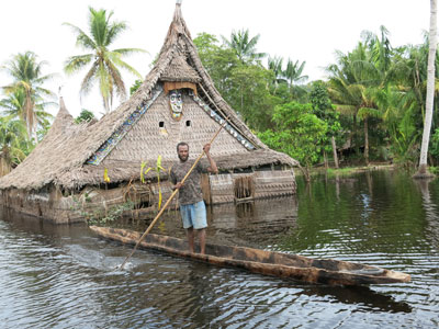 A haus tambaran (spirit house) at Palembai in the Mid-Sepik River region.