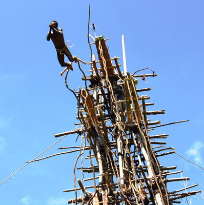 During the April-to-June yam festival on Pentecost island, land divers risk life and limb to show their masculine prowess.