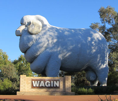 The 20-foot-high Wagin ram statue.