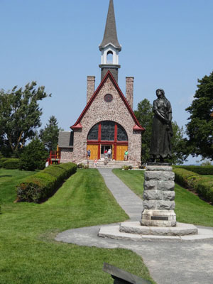 The Grand Pré National Historic Site contains a memorial church fronted by a statue of Evangeline, the title character of the famous poem  by Henry Wadsworth Longfellow.
