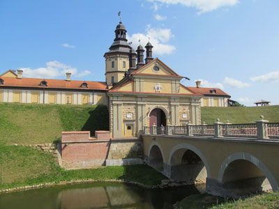 The entrance to Nesvizh Castle.